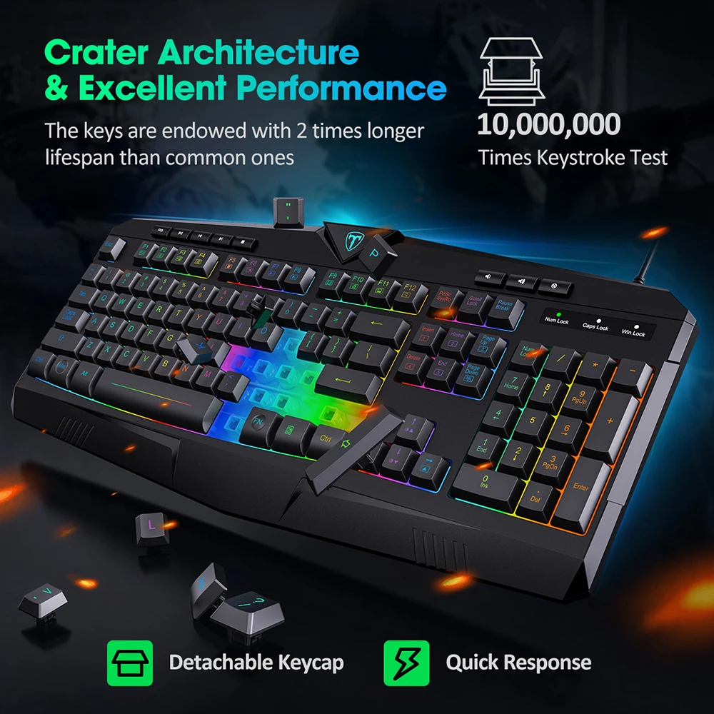 Игровая клавиатура PicTek PC232 проводная мембранная с 112 клавишами RGB светильник кой и