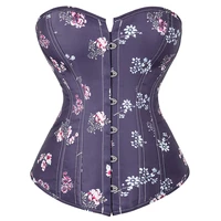 womens gothic floral printed strappy overbust corset purple bustiers top corselet lingerie bridal mujer corset push up