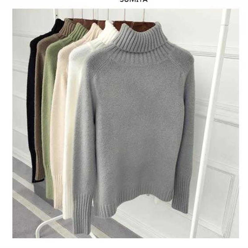 Осенне-зимний однотонный теплый повседневный женский плотный свитер HStar Женская