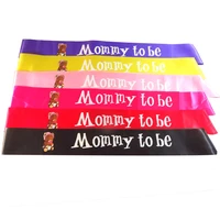 3pcs mom mommy to be colorful satin baby shower ribbon 6 colors party sash white printing bear pattern event party supplies