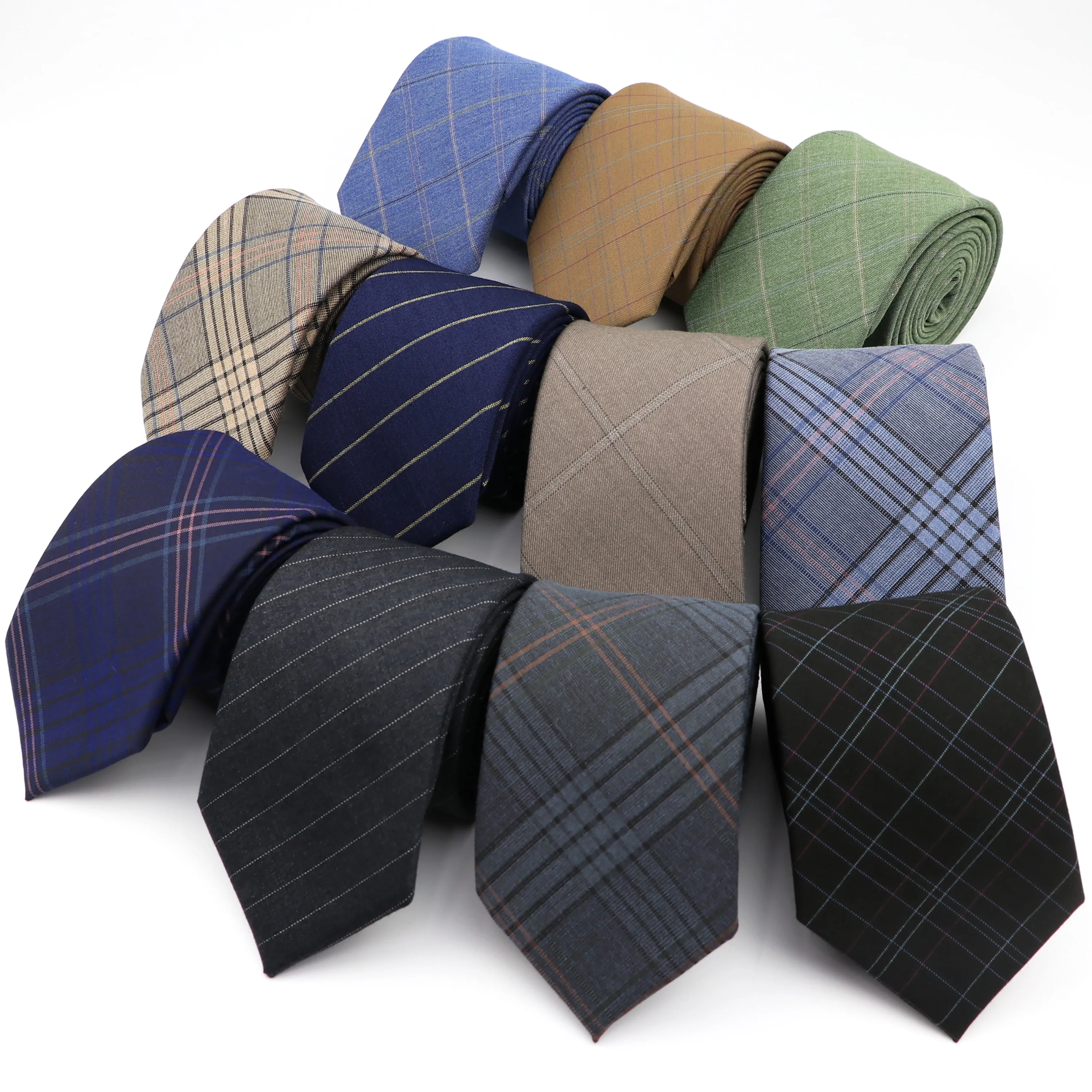 Мужской классический узкий галстук черный серый полиэстер 7 см ширина|Мужские