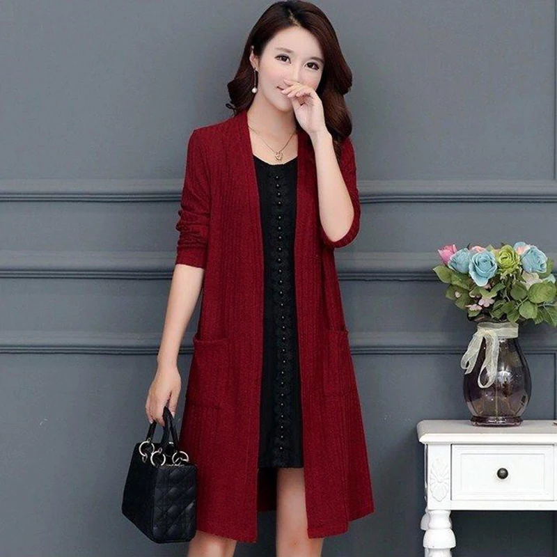 Женский свободный свитер большого размера весенне-осенняя шаль тонкий кардиган
