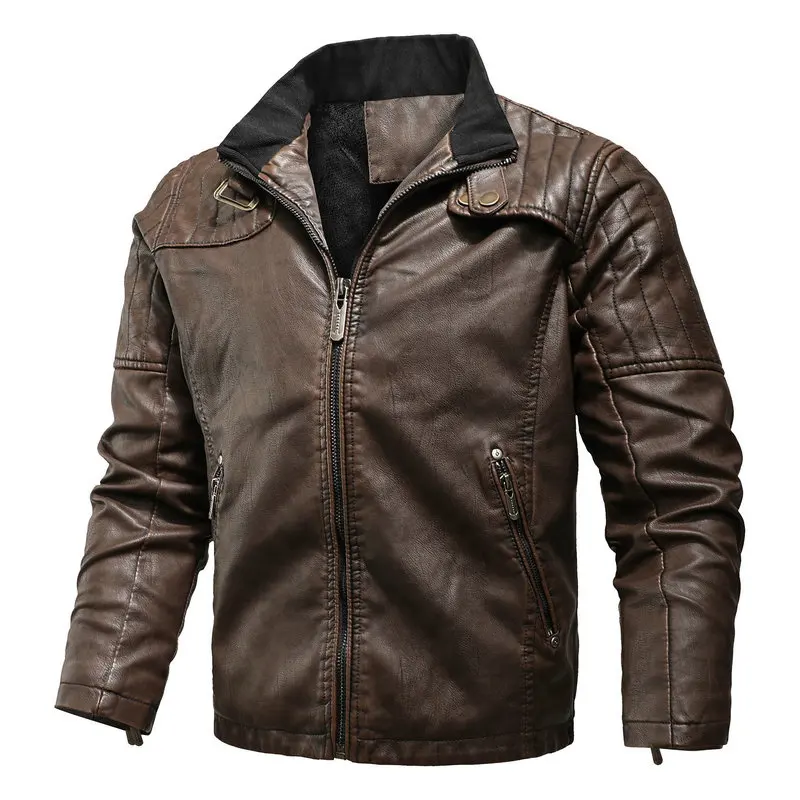

BOLUBAO Winter Men Hooded Leather Jackets Coat Male Fashion Thicken Warm Solid Color Leather Jacket Mens Jackets Clothing