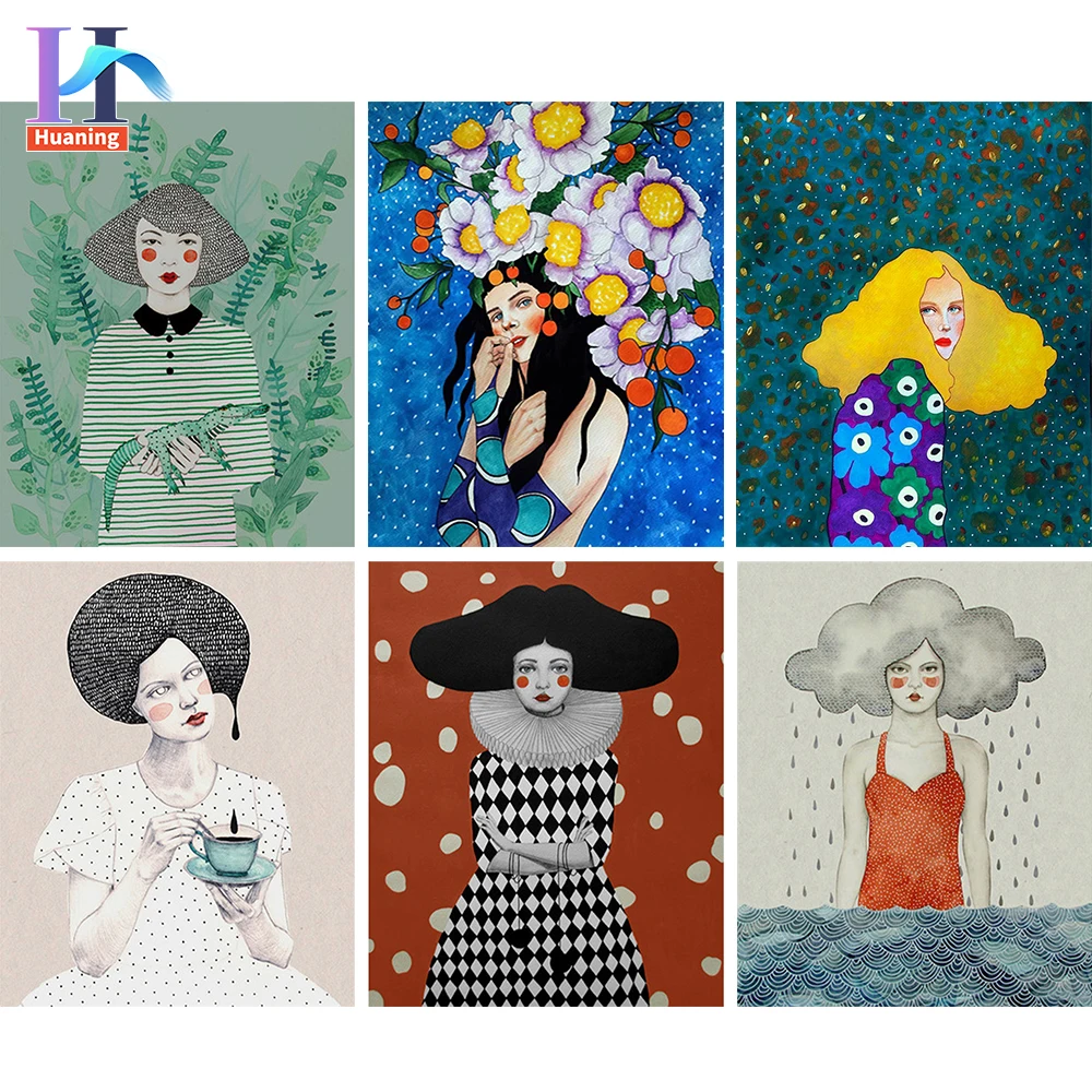 

Painting By Numbers Kits Long Hair Girl Figure Oil Paints Acrylic On Canvas Home Bedroom Wall Artcraft Picture by numbers Gift