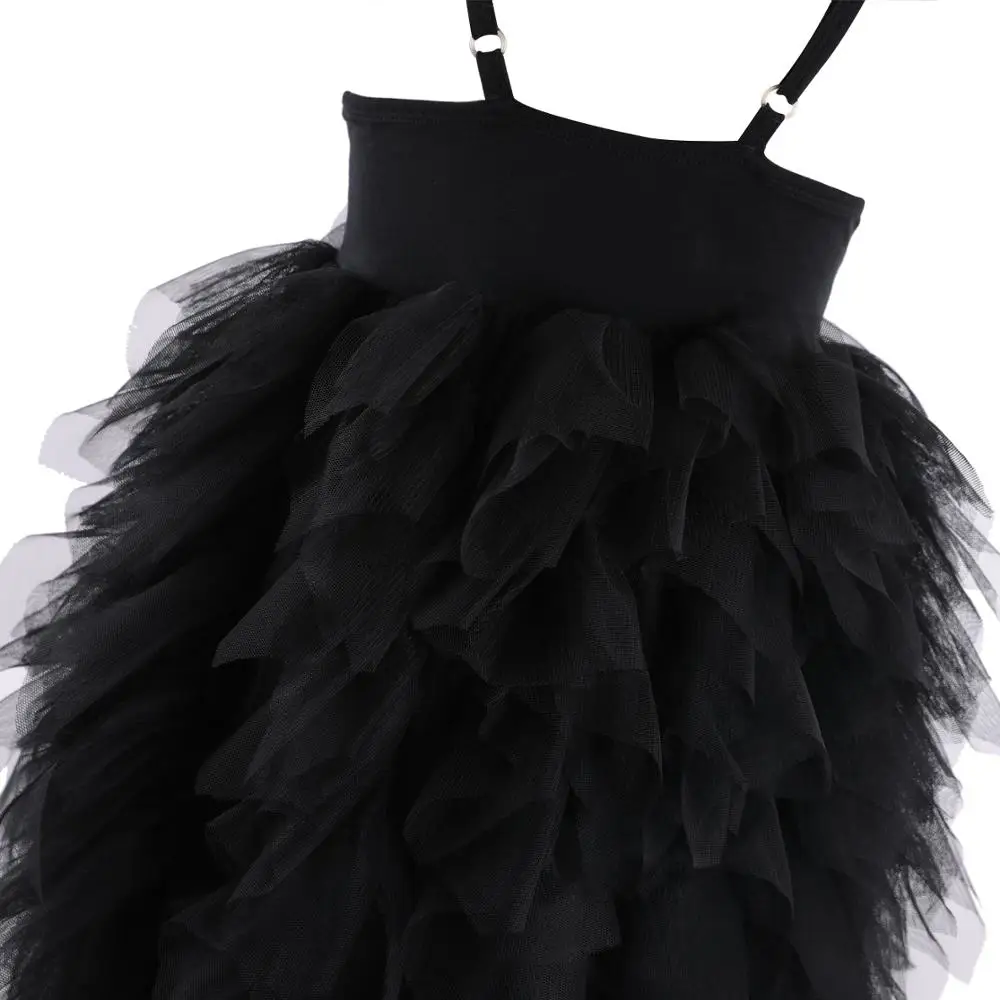 Flofallzique Black Baby Girl Dress Sleeveless Kids Clothes Wedding Party Princess Tutu Sashes Frock For Children 1-8Year | Детская