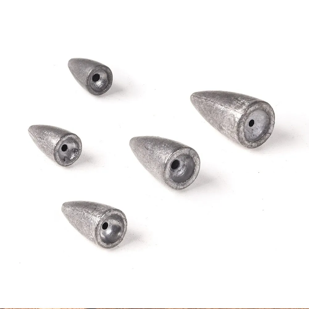 

Bullet Lure Fishing Weights Cone Sinkers Fishing Tackle For Texas Carolina Rig Bullet / Cone Bait 5 Sizes For Texas Carolina Rig