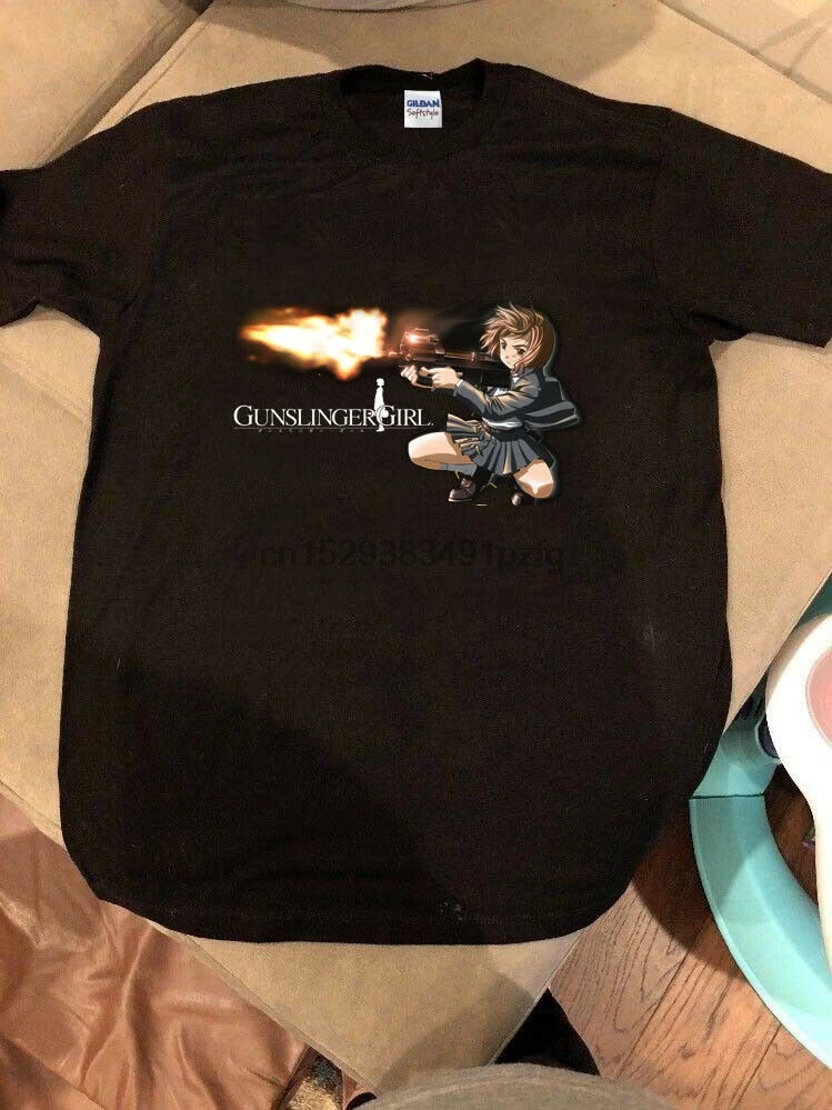 Винтажная Футболка Gunslinger для девушек Мужская Аниме комиксная японская черная