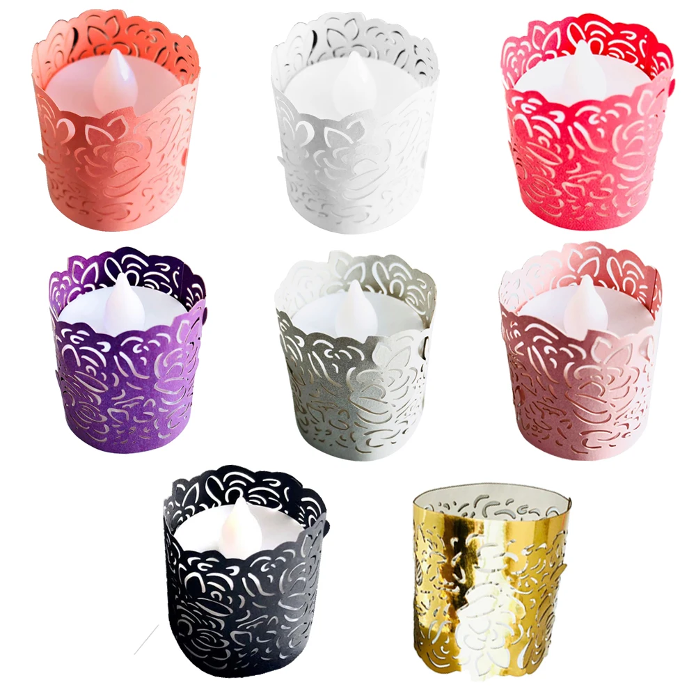 50 шт. держатели для свечей бумажные полые тени украшения свадебного стола
