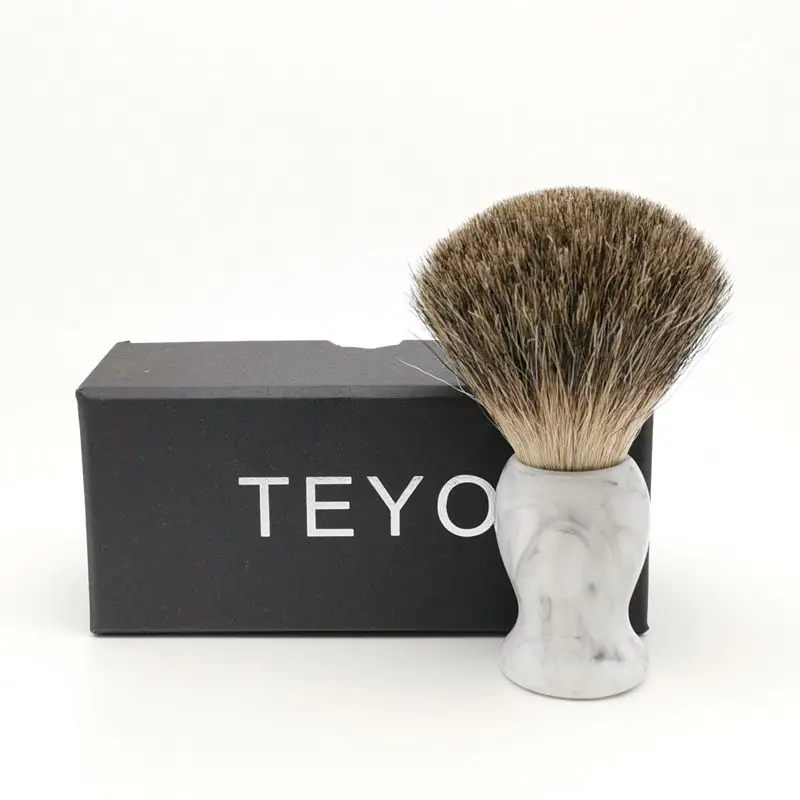TEYO Pure Badger Hair Shaving Brush of Landscape pattern Handle With Gift Box For Razor