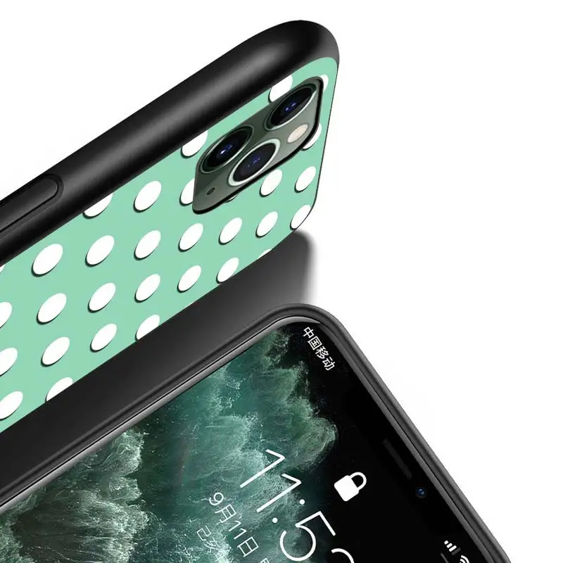 

Polka Dots Art for iPhone 12 Mini 11 11Pro X XR XS Max 8 7 6 6S Plus 5S SE 2020 Phone Case Bright Black Cover