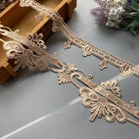 1 yards brown lace ribbon trim applique for costumes dresses trimmings apricot 9 cm lace fabric embroidery strip sewing new