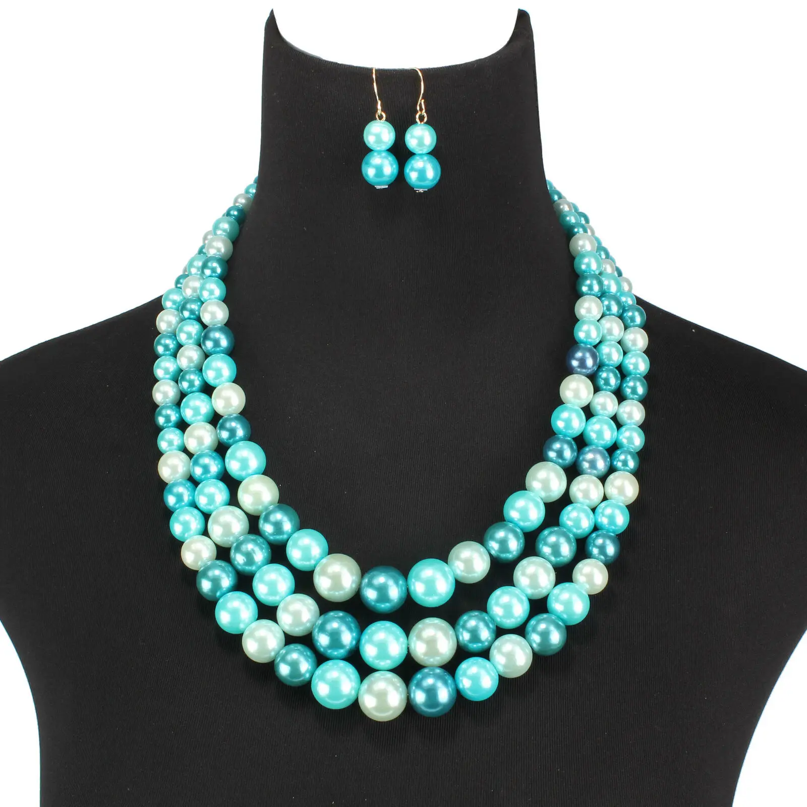 

3 Strand Resin Pearl Choker Fashion Charming Jewelry Candy Color Necklace Set Harajuku Initial Boyfriend Gift Wicca