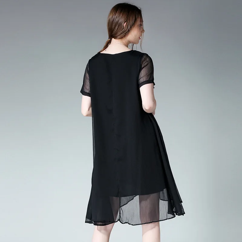 Новинка 2020 летнее платье большого размера свободное круглый вырез короткий