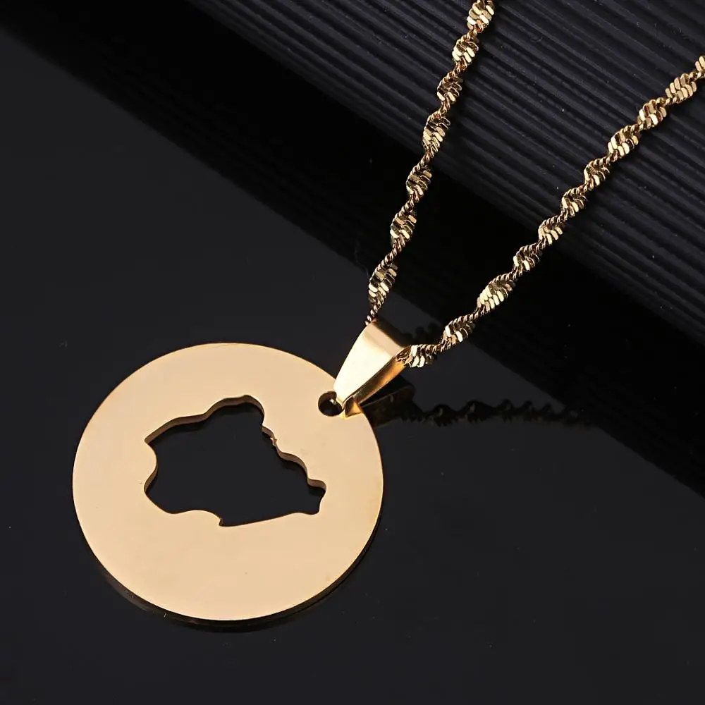Ожерелья с подвеской из нержавеющей стали картой Нигерии карты круглая цепь