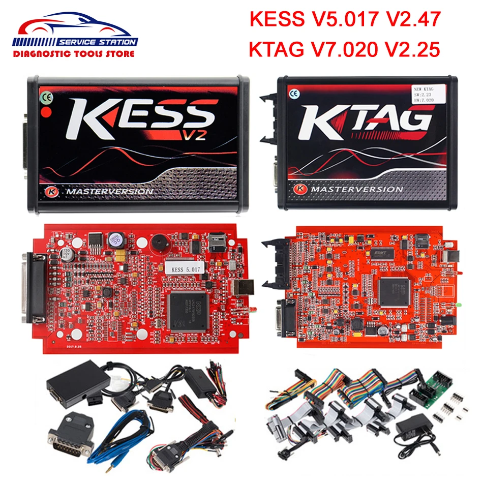 EU Red KESS V2 V2.47 V5.017 4LED KTAG V7.020 V2.25 K TAG Online Master Version OBD2 Manager набор для настройки BDM зонд - Фото №1