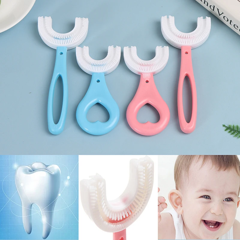 Teeth Oral Care Children's Toothbrush U-shaped Baby Children Brushing Cleaning Supplies Pink Bule Color | Красота и здоровье