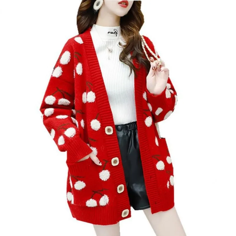 

Sweater autumn and winter new knitted cardigan loose sweet net red wild lazy style women's jacket tide
