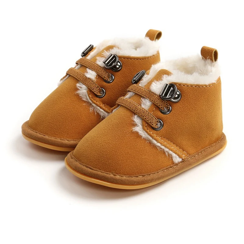 

Frist Walking Shoes 0-18M Anti-slip Soft Sole Sneakers First Walkers Baby Boy Winter Lace-Up Velvet Warmth Anti-Skid