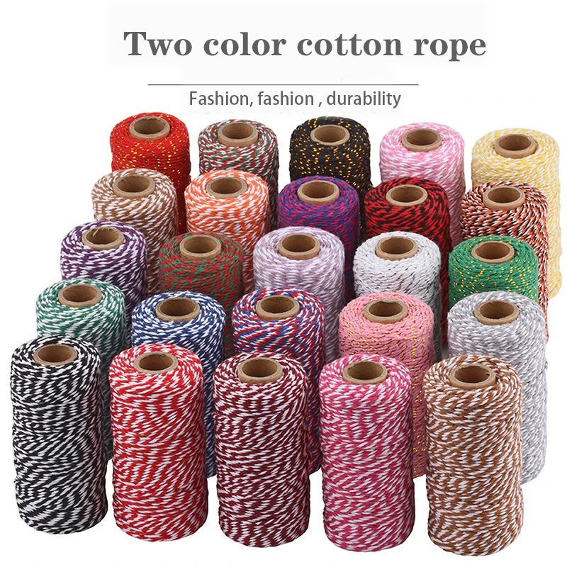 

100% Cotton Rope Two Color Twine Macrame Cord String Thread For Party Wedding Decoration Accessory DIY Gift Wrapping 2mm*10