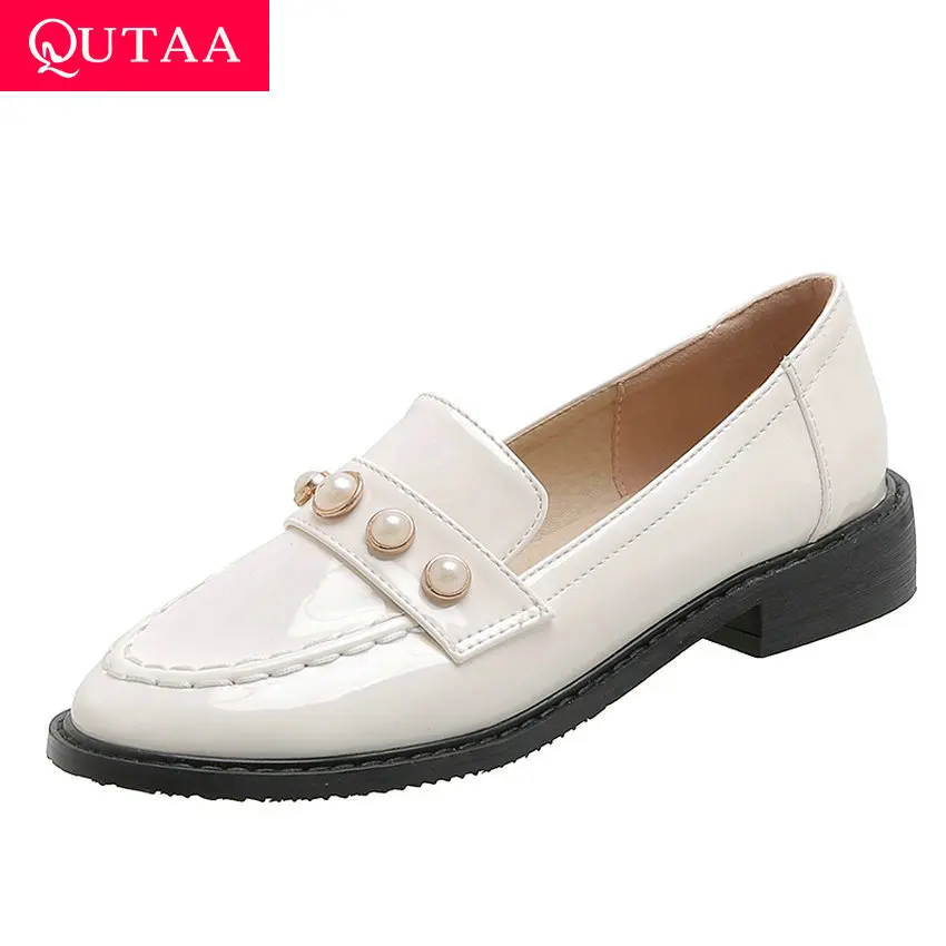 Женские туфли на квадратном каблуке QUTAA повседневные лодочки из искусственной