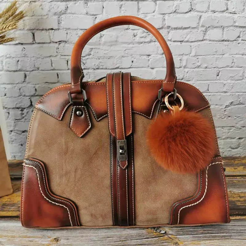 Женская сумка из натуральной кожи в стиле ретро дизайнерская вместительная хобо