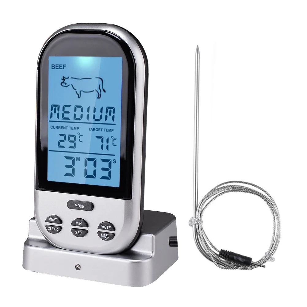 

Digital Wireless Oven Thermometer Meat BBQ Grill Food Probe Kitchen Thermometer Cooking Tools with Timer Alarm Temperature Gauge