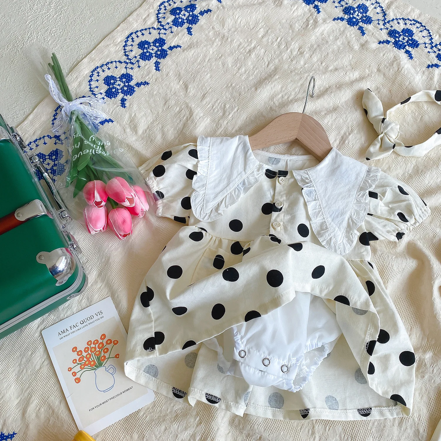 

7693 Family Clothes Big Dot Parent-child Dress Brother And Sister Clothes Baby Boy Bodysuit Toddler Girl Romper Skirt Mom Dress