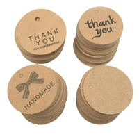 kraft paper tag round paper with thank you vintage gift sewing diy craft supplies garment tag wedding party card 4 2cm 100pcs