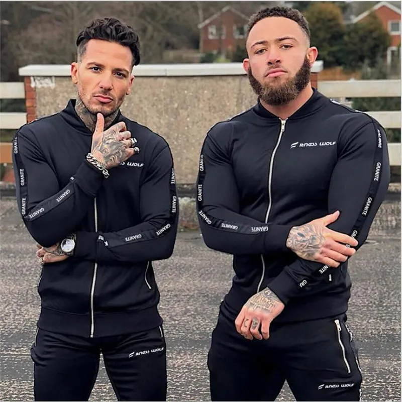Мужская толстовка с капюшоном на весну и осень комплект из двух предметов модный