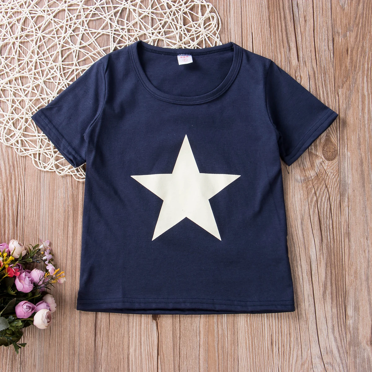 Короткая футболка для маленьких мальчиков и девочек с принтом звезды блузка