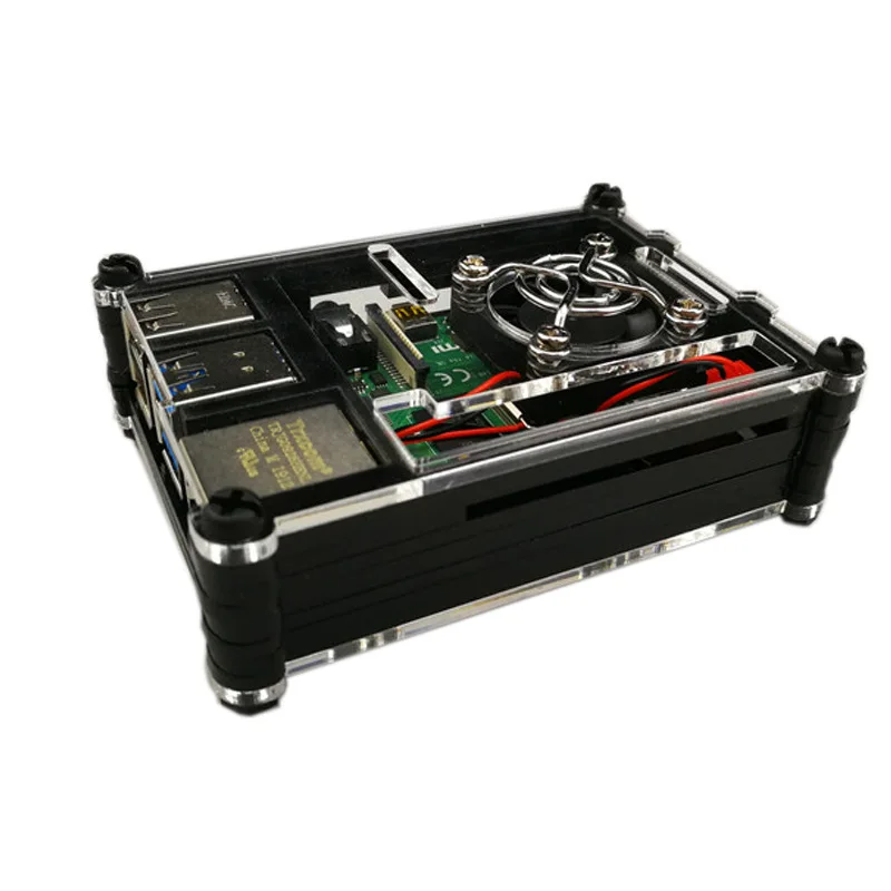 Акриловый Корпус для Raspberry Pi 4B новый 9-слойный 4 черный корпус + охлаждающий