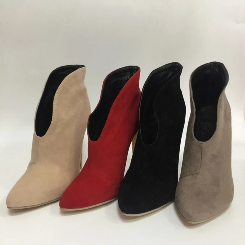 SIMLOVEYO/обувь женские ботильоны однотонная обувь на тонком каблуке 12 см Botas feminina; флоковые ботинки на высоком каблуке botines mujer пикантные B1116
