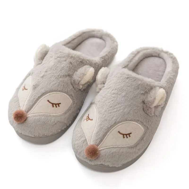 Женские домашние тапочки теплые Вьетнамки с плюшевым рисунком Новинка