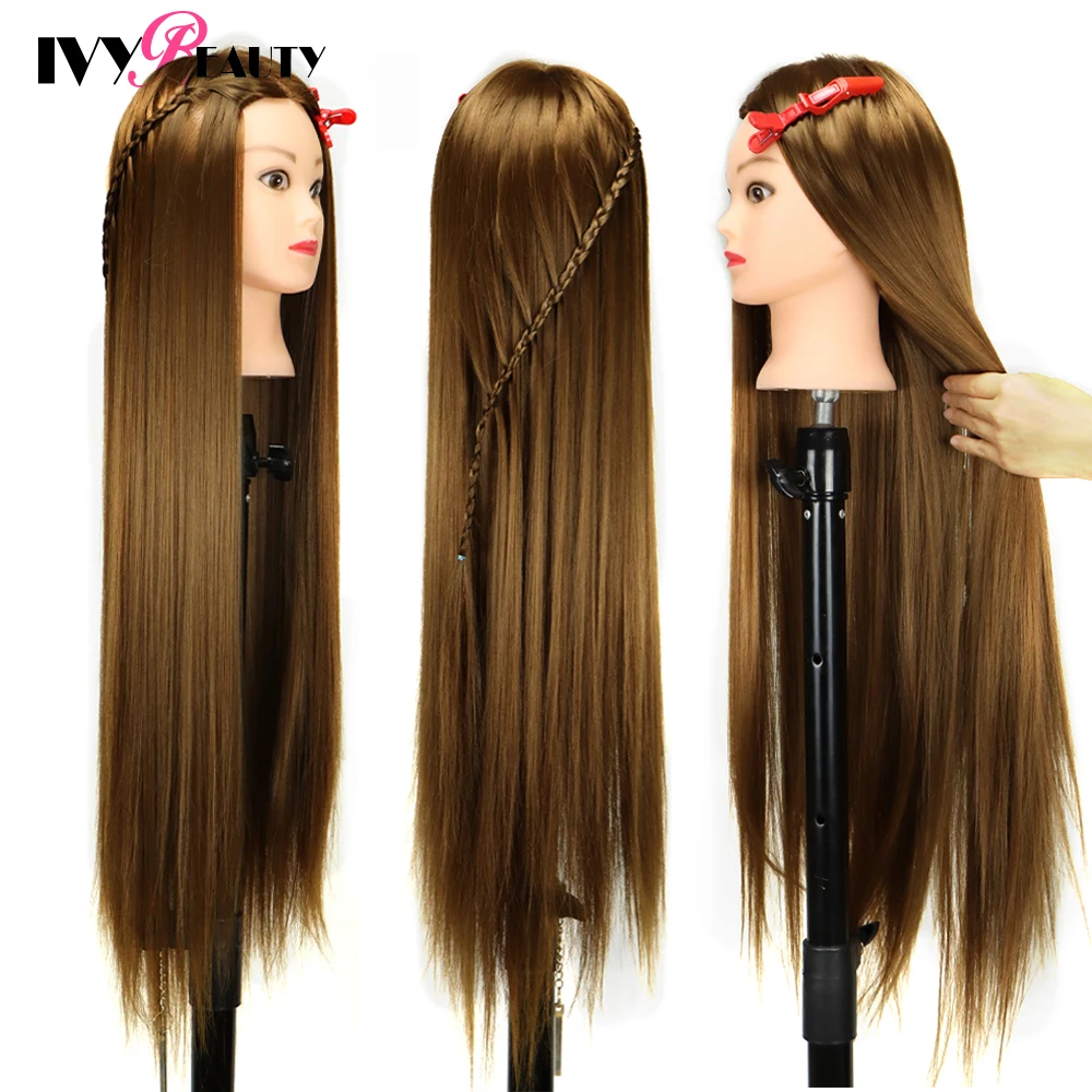 Mannequin Head Dolls For Hairdresser Hairstyles Braiding Tete De Cabeza 80cm Long Hairdressing Synthetic Styling Training Head