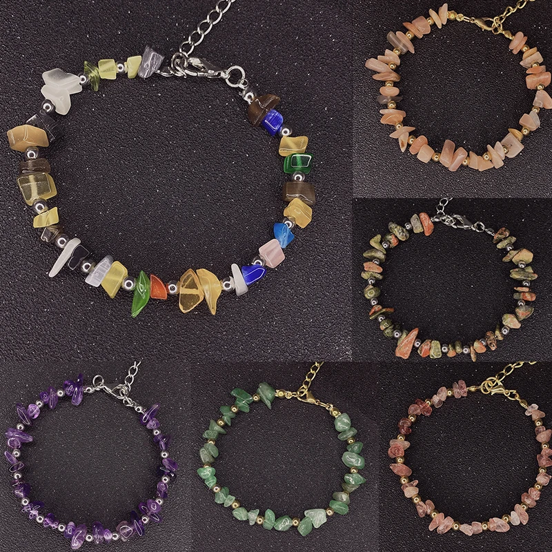 

Momiji Bohemian Natural Stone Bracelets Bangles for Women Handmade Moonstone Crystal Fashion Jewelry Multi Color Charm Bracelet