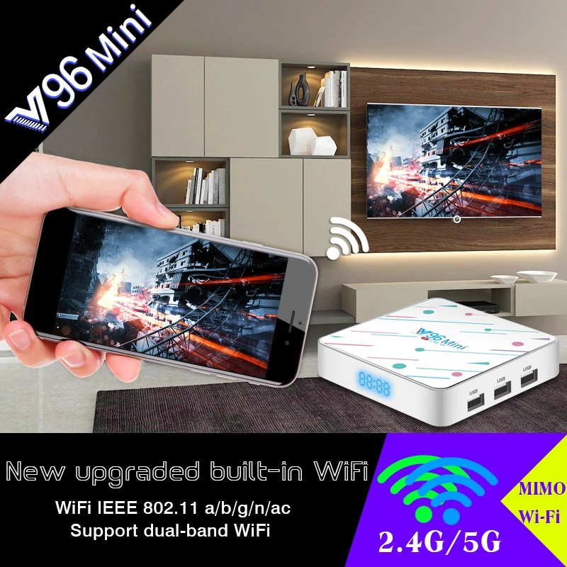 ТВ приставка V96 на Android 9 0 четырехъядерный Allwinner H6 4 ГБ 64 128 6K H.265 Wi Fi Netflix