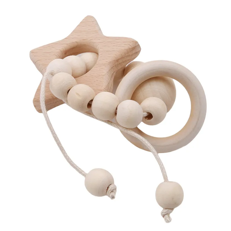 Детские деревянные Прорезыватели для зубов вязаные крючком бусины погремушки