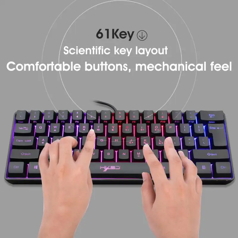 Популярная новинка 2021 игровая клавиатура с RGB подсветкой 61 клавиша