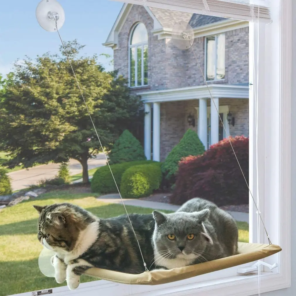 

020 new Cute Pet Hanging Beds Bearing 20kg Cat Sunny Window Seat Heavy Duty Suction Cups Monolayer Cat Bed For Window Balcony