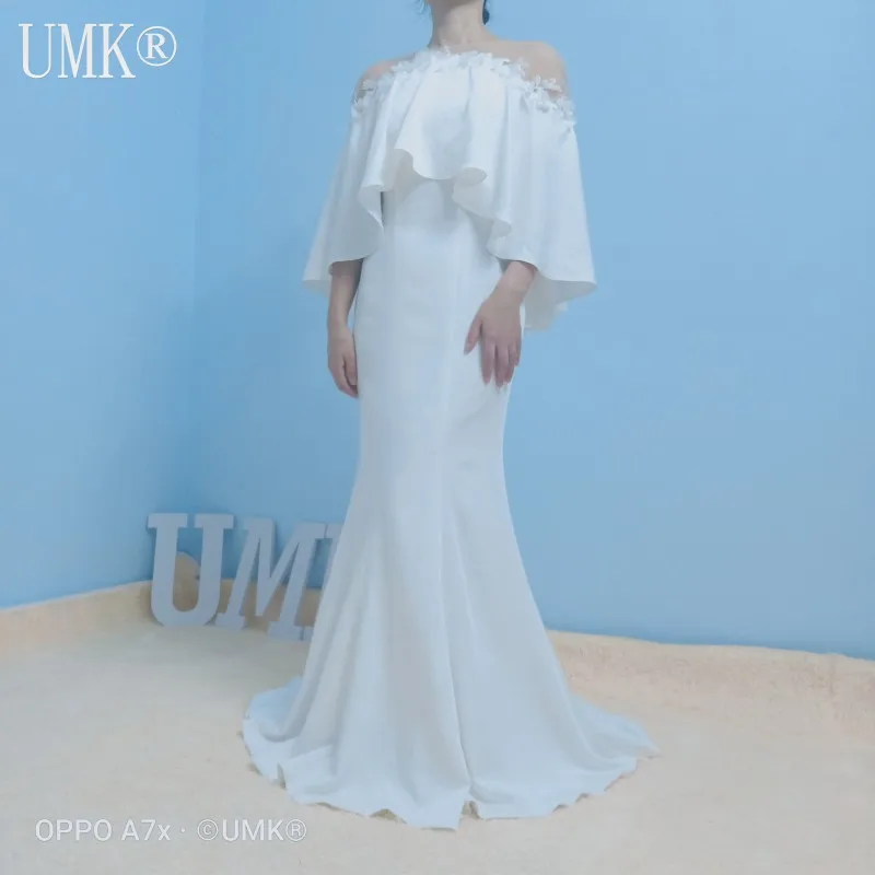 UMK простой цветной Русалка свадебное платье 2020 элегантное с открытыми плечами