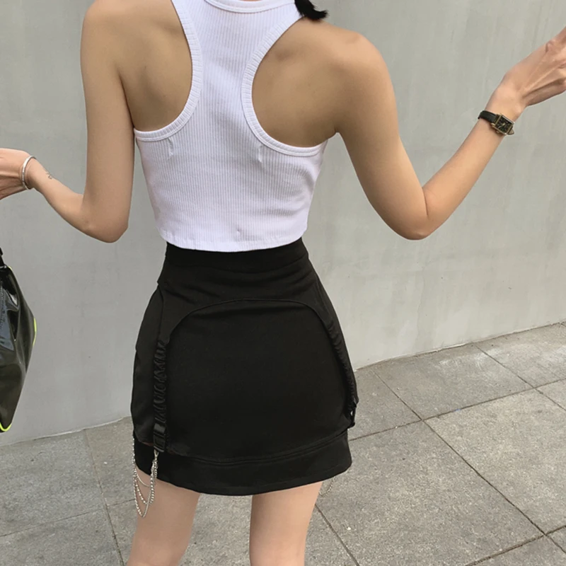 

CHICEVER Chain Hollow Out Women' Skirt High Waist Bodycon Slim Mini Skirts Female Plus Size Casual Fashion 2020 Summer Tide