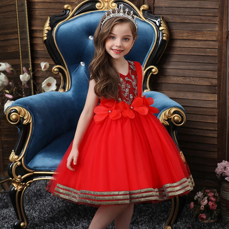 Платье принцессы с цветами для девочек летнее платье-пачка свадьбы дня рождения