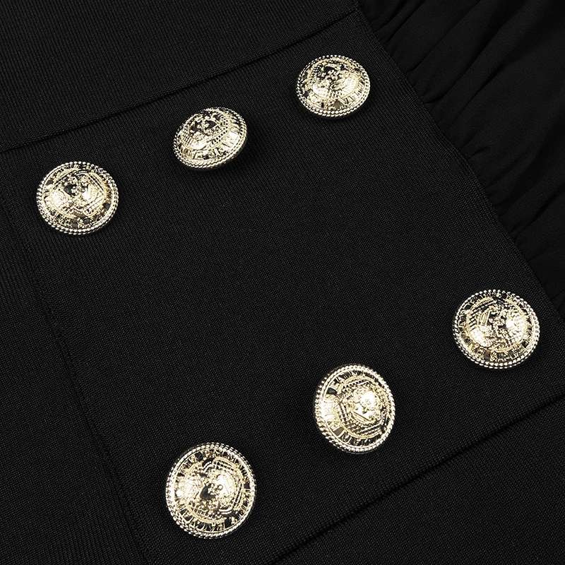 

Winter Fashion Sexy Women Long Sleeve V Neck Button Black Bodycon Bandage Dress 2020 Female Evening Elegant Party Dress