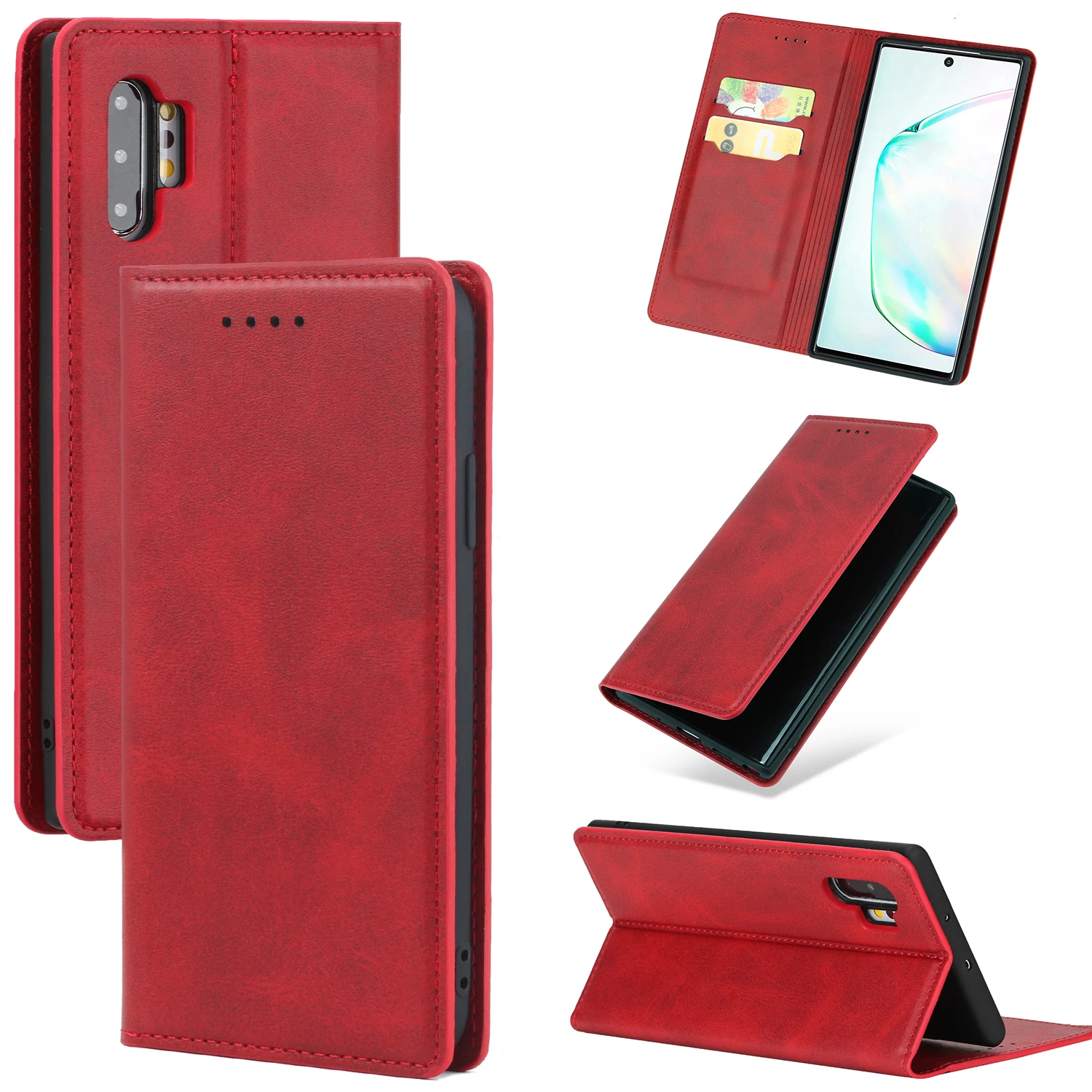 Red S10e кожаный чехол для телефона Samsung Galaxy Note 10 S10 плюс полноразмерный защитный флип-чехол с подставкой и отделениями для карт Магнитная Примечание 10+ Coque - Цвет: Red