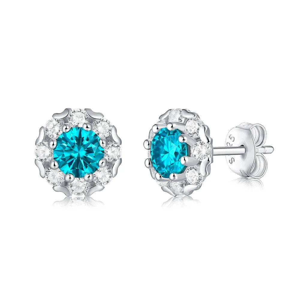 

Серьги из серебра 925 пробы с синим кубическим цирконием