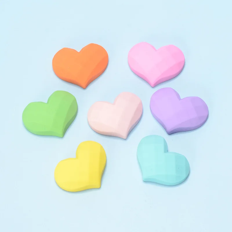

10Pc Macaron Color Heart Shape Flatback Resin Cabochon DIY Kids Headwear Accessories Phone Decoration Scrapbooking Craft 26*20mm