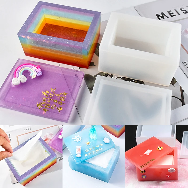 Коробка для хранения салфеток Прозрачная силиконовая форма высушенный цветок