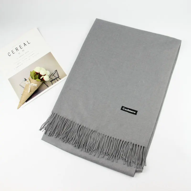 

New pure color fringed scarf neutral simple cashmere shawl autumn winter 2019 women scarf shawls and wraps scarves infinity