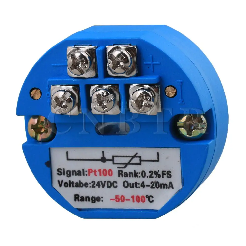 

CNBTR DC24V PT100 Length1.73inch Temperature Sensor Transmitter 4-20mA -50〜100℃