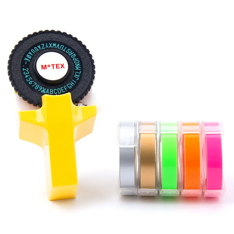 UniPlus Motex 3D производитель этикеток для Dymo 3D лент E101 руководство Typerwriter лента этикеток для принтера DIY письмо стикер - Цвет: Yellow-5pcs-3